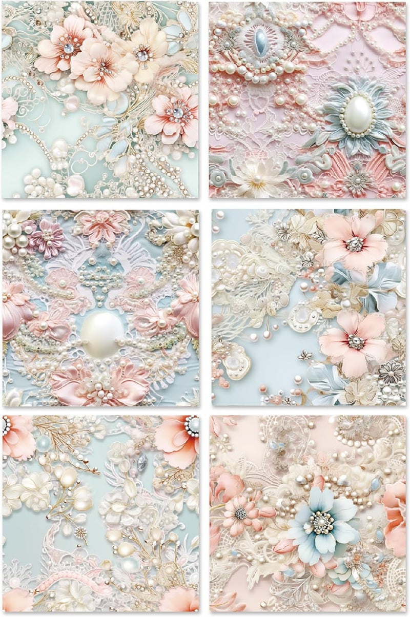 WLXTREE Scrapbook Paper 6x6, 24 Sheets Vintage Scrapbooking Floral Single-Side Card Stock Paper Pack for Art Album Junk Journal CardMaking Decorative Scrapbook Supplies - Image 4